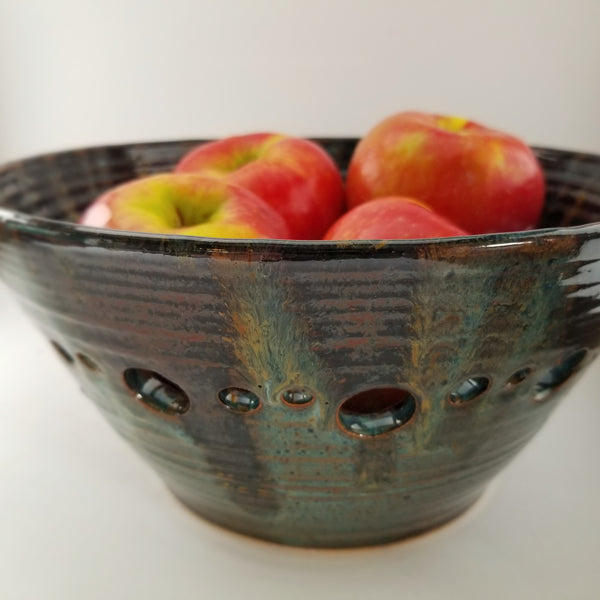 Spiral bowl with fruit, little j studio, handmade portland pottery