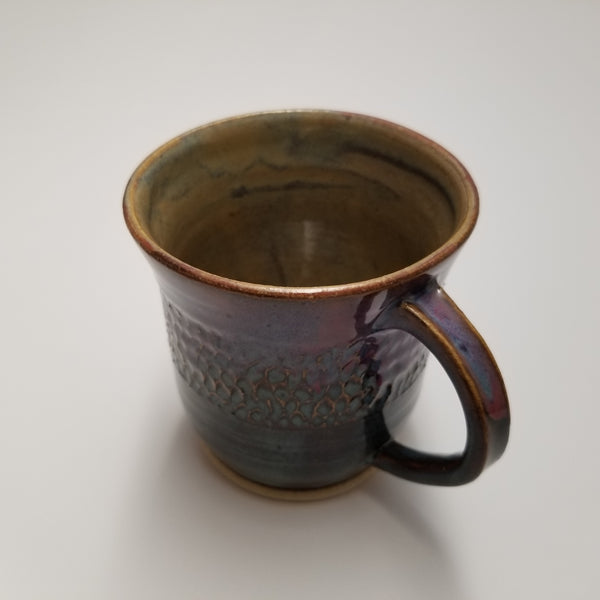 Textured mug top shot, little j studio, handmade portland pottery