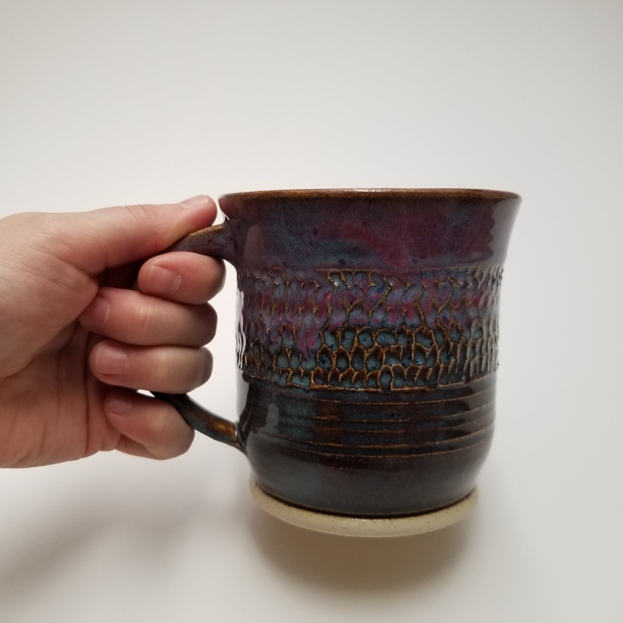 Textured purple mug, little j studio, handmade portland pottery