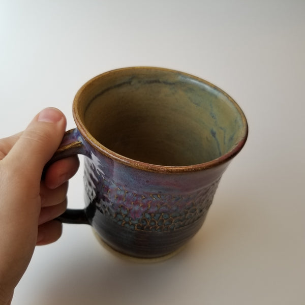 Textured mug interior, little j studio, handmade portland pottery