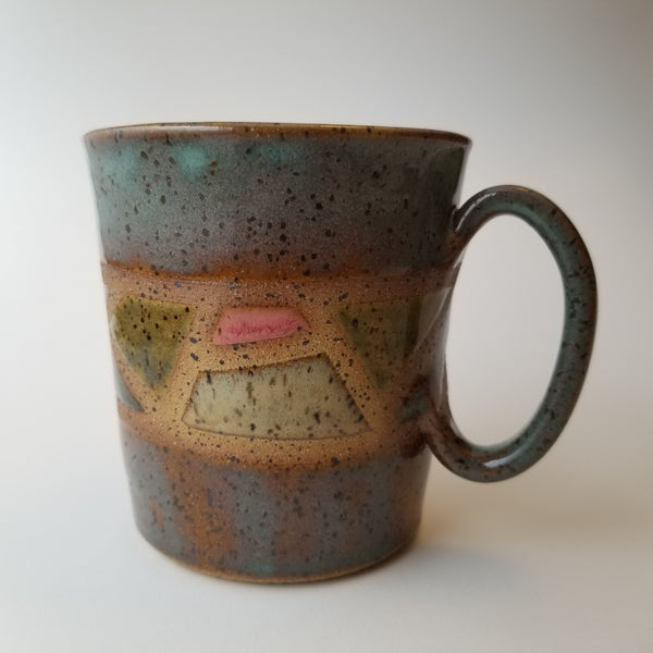 Large mosaic mug front - little j studio - handmade portland pottery