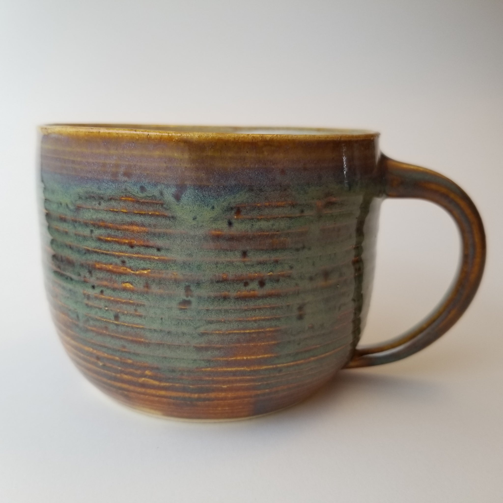 Speckle blue mug, little j studio, handmade portland pottery