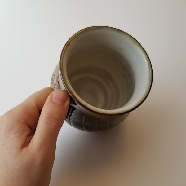 Crackle mug inside - little j studio - handmade portland pottery