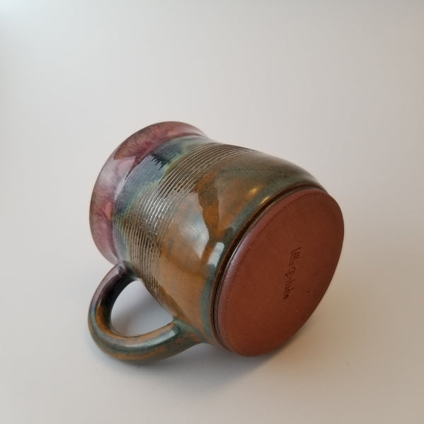 Sunset mug side, little j studio, handmade portland pottery