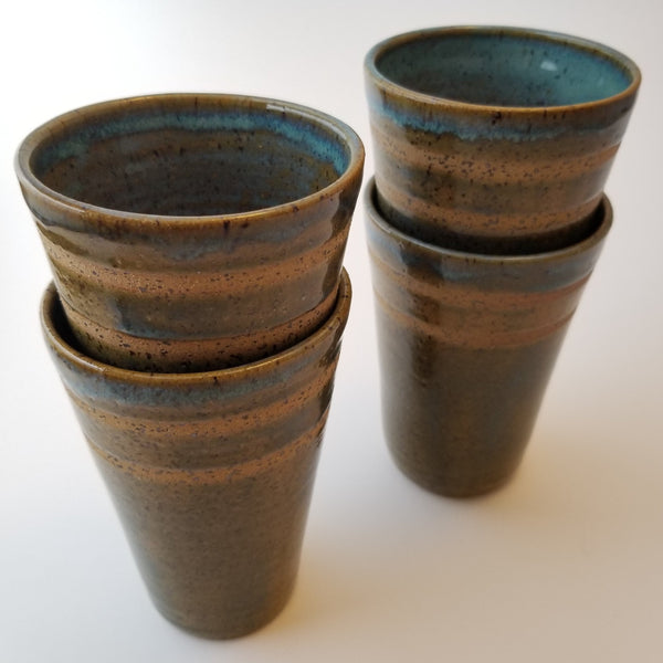 Blue-green tumbler set, little j studio, handmade portland pottery