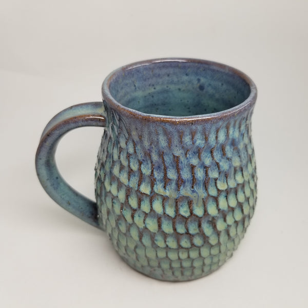 Hand Carved Blue Mug (16oz)