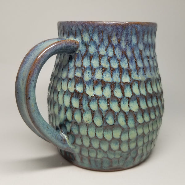 Hand Carved Blue Mug (16oz)