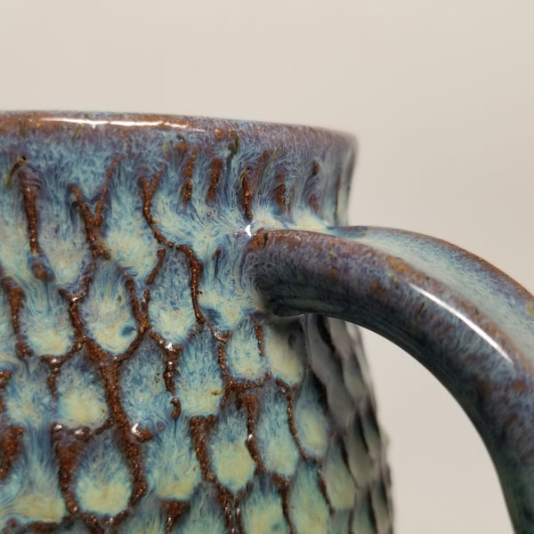 Hand Carved Blue Mug (16oz)