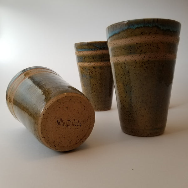 Blue-green tumbler set bottom, little j studio, handmade portland pottery