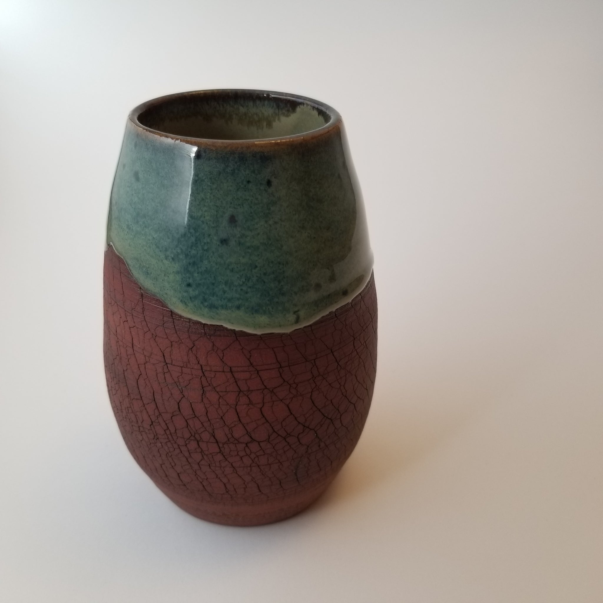 Red cracked vase - little j studio - handmade portland pottery